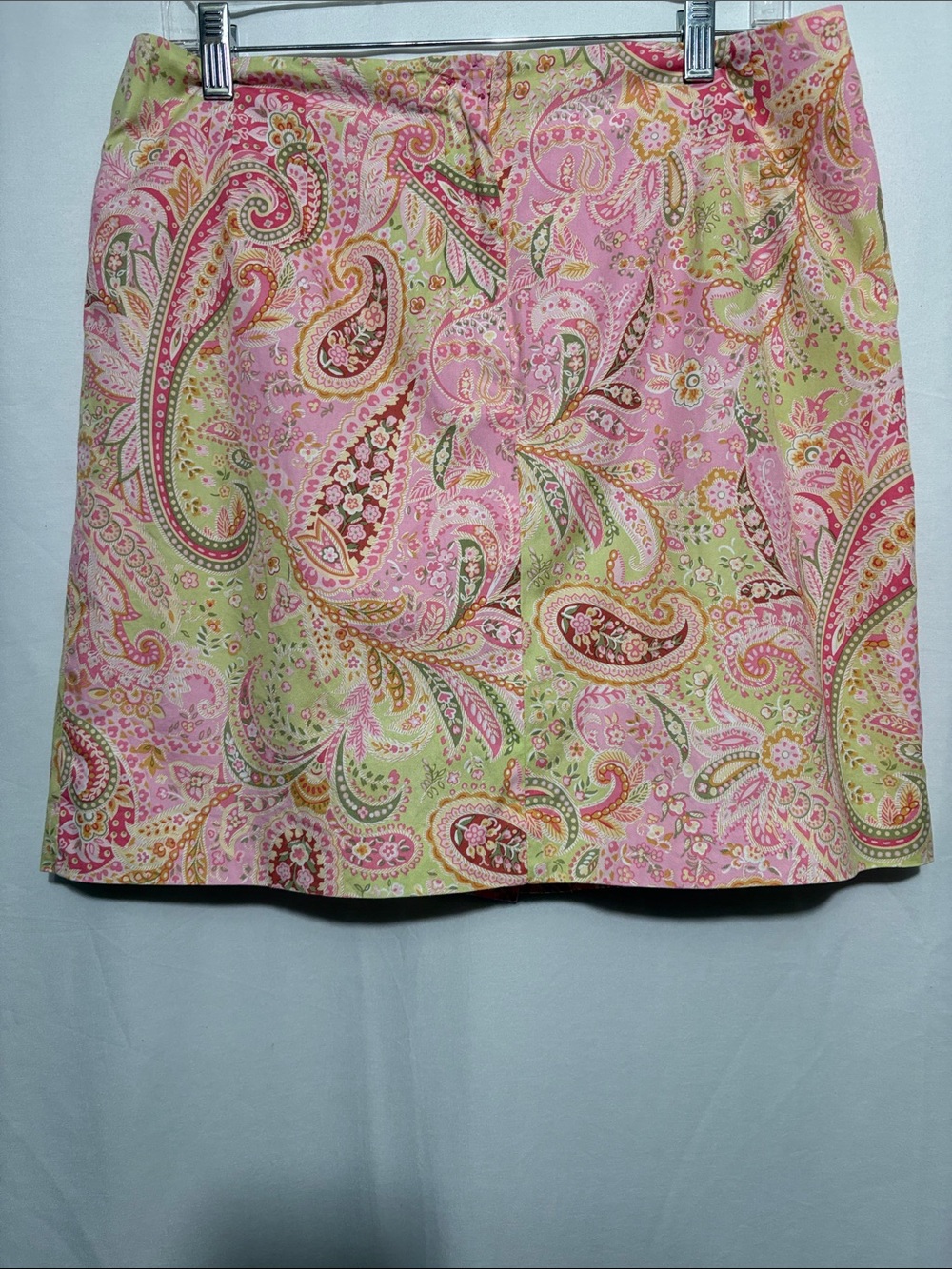 Talbots Pink & Green Paisley A-Line Mini Skirt